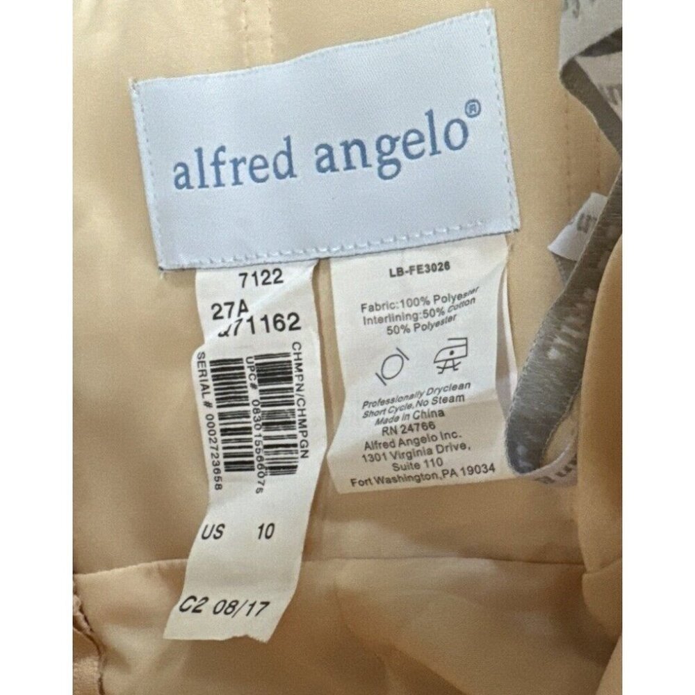 Alfred Angelo Strapless Dress Womens 10 Gold Bridesmaid Cocktail Mini Bow Lined - Picture 6 of 10